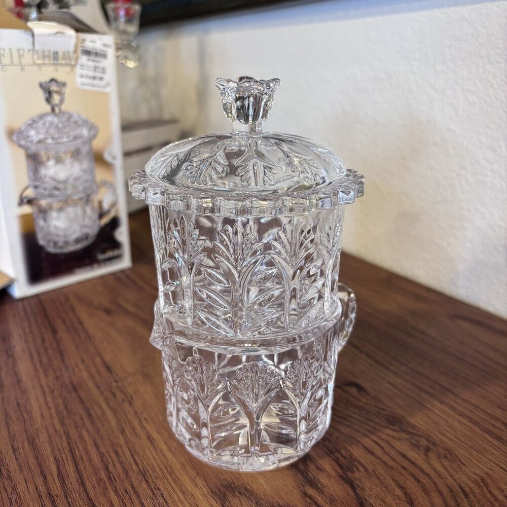 Fifth Avenue Crystal Portico Stackable Creamer & Sugar Set Clear Lid